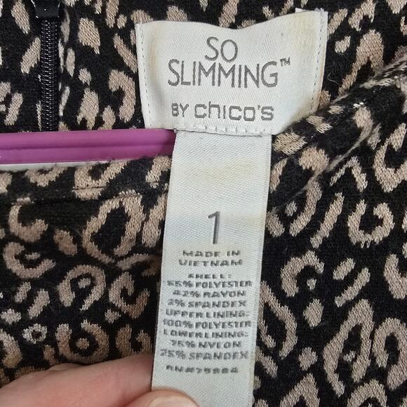 Women's Chico's "So Slimming" Cheetah Print Knit Sheath Dress | Size 1 (Medium) - Picture 8 of 8